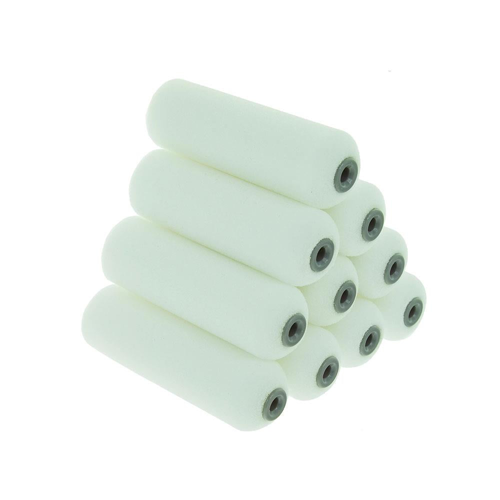 Coral Foam Coater Paint Mini Roller Cover With High Density Foam Sleeve Material 4 Inch 10 Piece Set - White