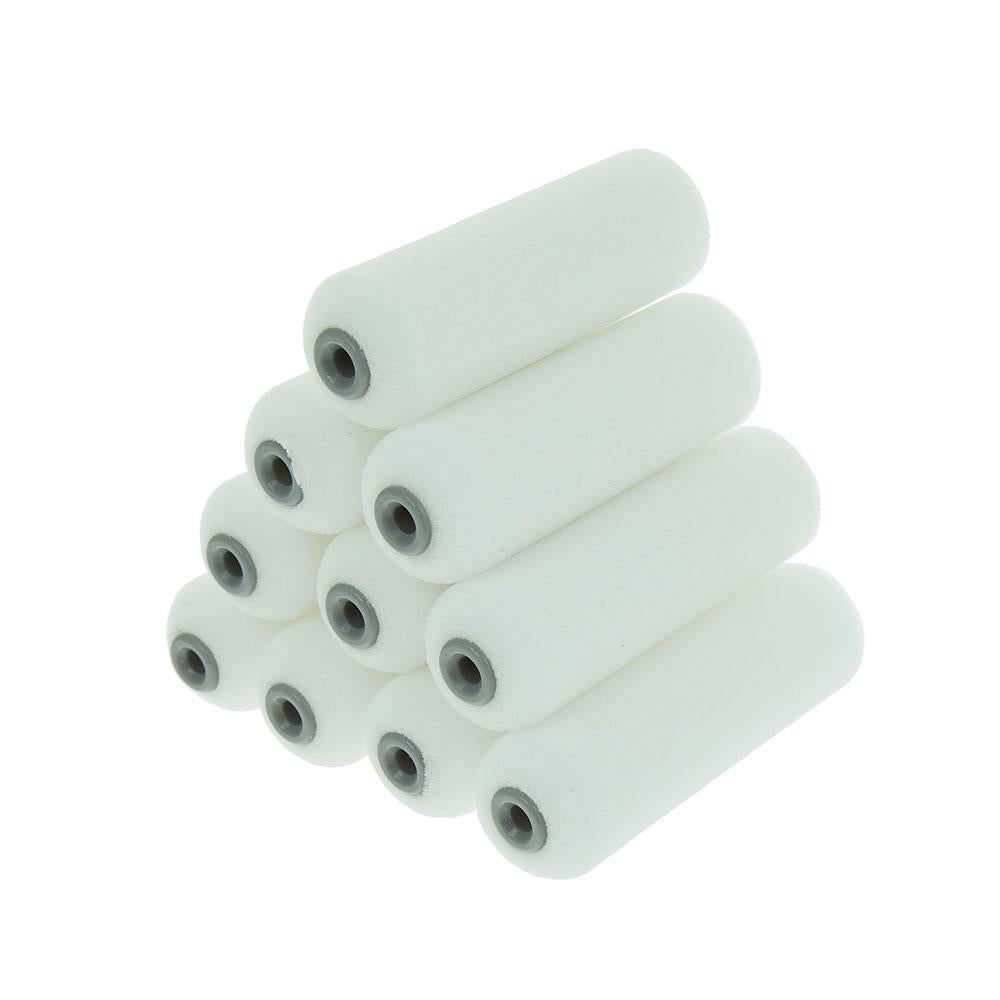 Coral Foam Coater Paint Mini Roller Cover With High Density Foam Sleeve Material 4 Inch 10 Piece Set - White
