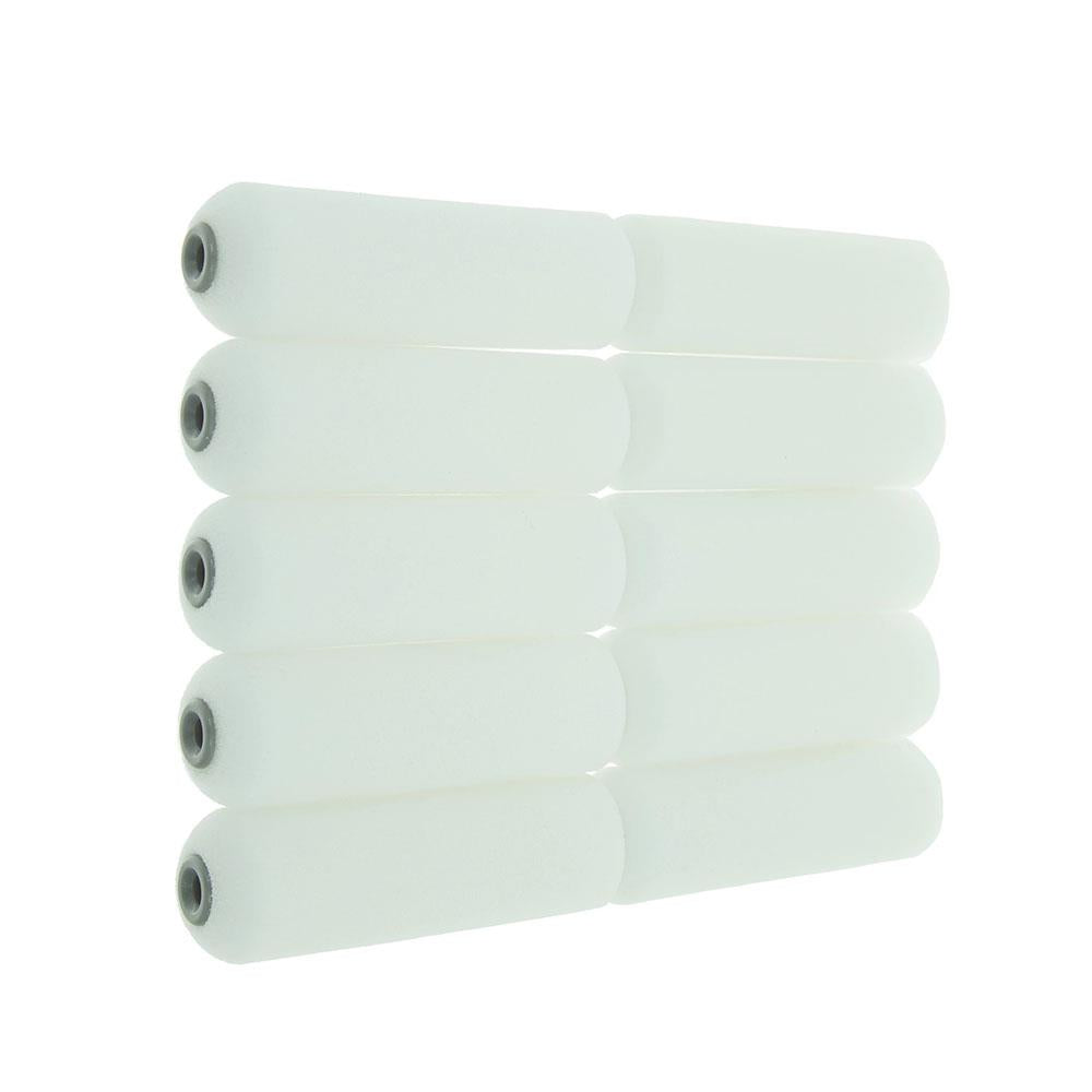 Coral Foam Coater Paint Mini Roller Cover With High Density Foam Sleeve Material 4 Inch 10 Piece Set - White