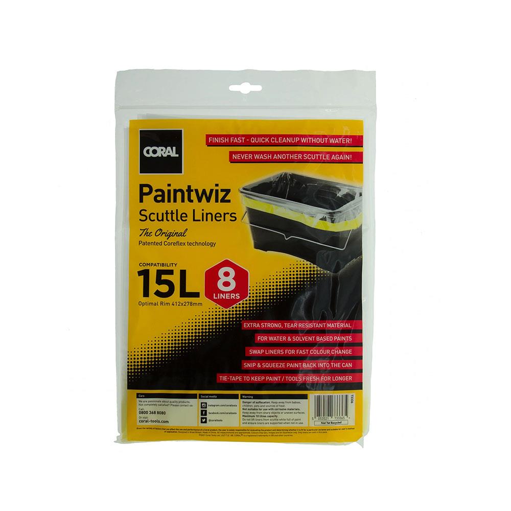 Coral Paintwiz 15 Litre Paint Scuttle Liners With Coreflex For Easy Clean Up 8 Piece Pack - Translucent