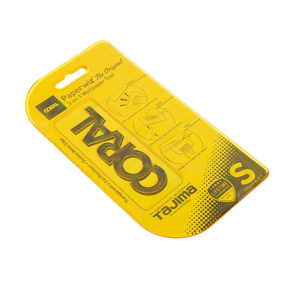 Coral Paperwiz Original 3-In-1 Wallpaper Tool For Paper-Hanging Trim Guide And Paint Shield 8.2 Inch - Yellow