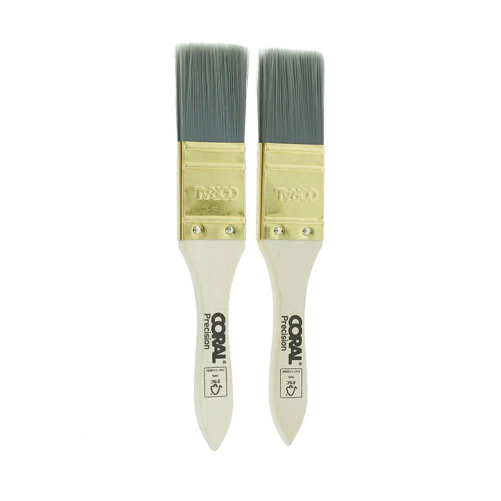 Coral Precision Touch-Up And Detail Paint Brushes With Platinum Easy Clean Filaments 2 Piece Set - White Main image