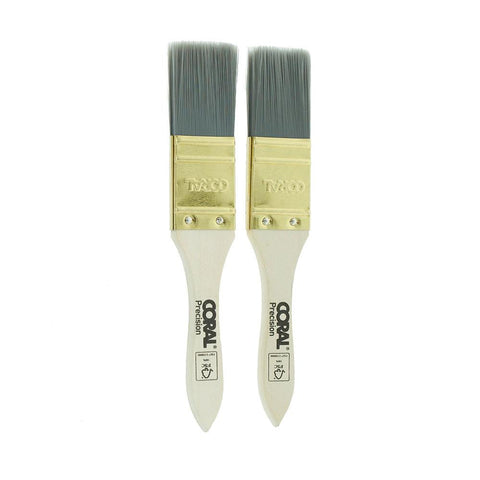 Coral Precision Touch-Up And Detail Paint Brushes With Platinum Easy Clean Filaments 2 Piece Set - White - product photo