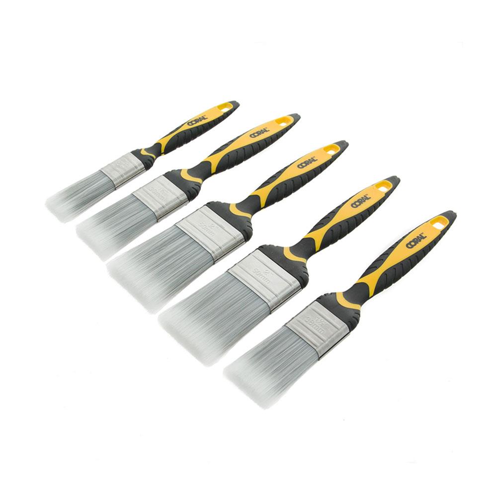 Coral Shurglide Paint Brushes With No Loss of Bristle SRT Paintbrush Heads 5 Piece Set - Yellow/Black Secondary image