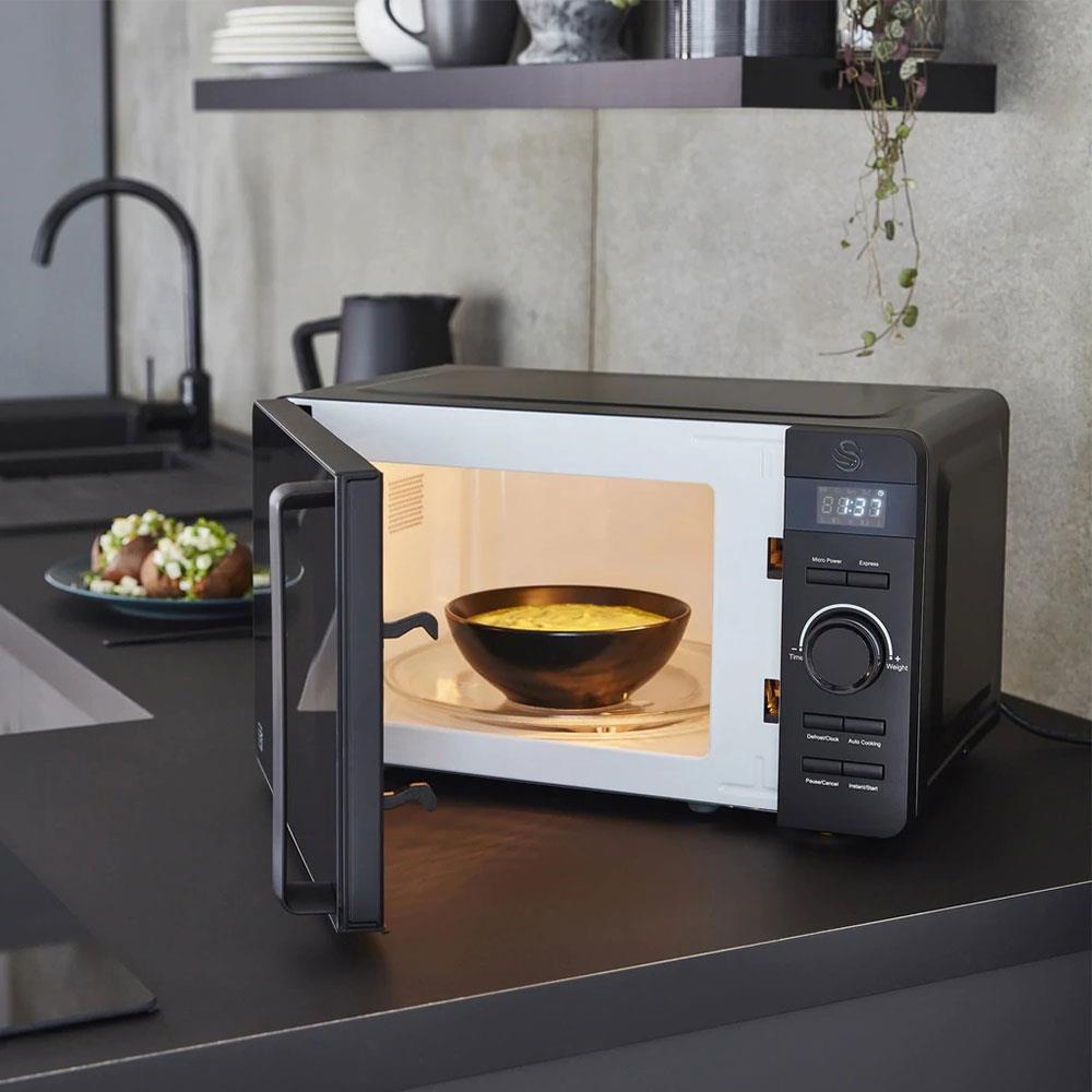 Swan Stealth Digital Microwave Glass Various Power Levels 800 W 20 Litre - Black
