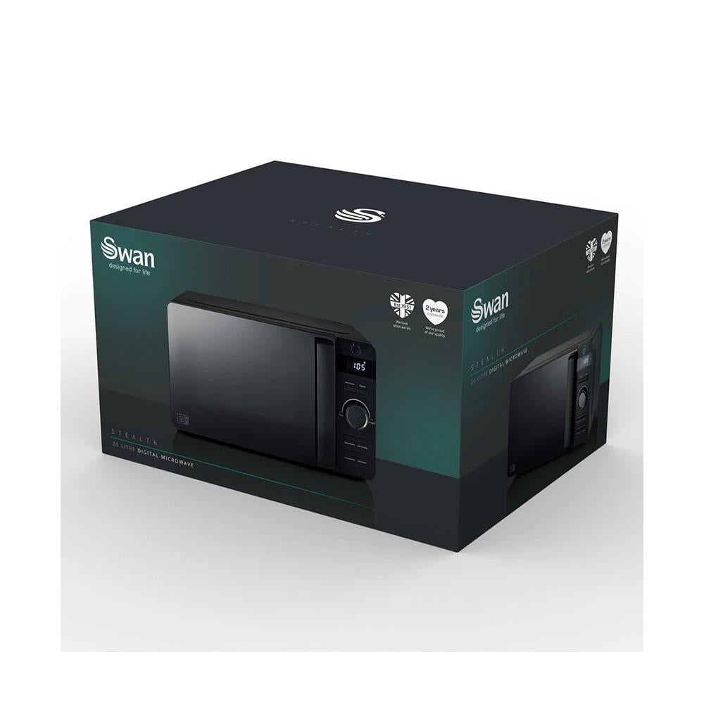 Swan Stealth Digital Microwave Glass Various Power Levels 800 W 20 Litre - Black
