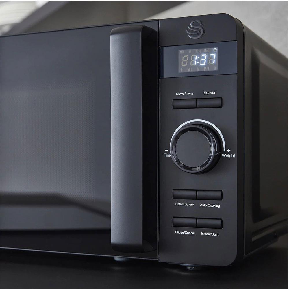 Swan Stealth Digital Microwave Glass Various Power Levels 800 W 20 Litre - Black