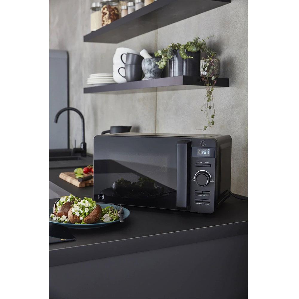 Swan Stealth Digital Microwave Glass Various Power Levels 800 W 20 Litre - Black