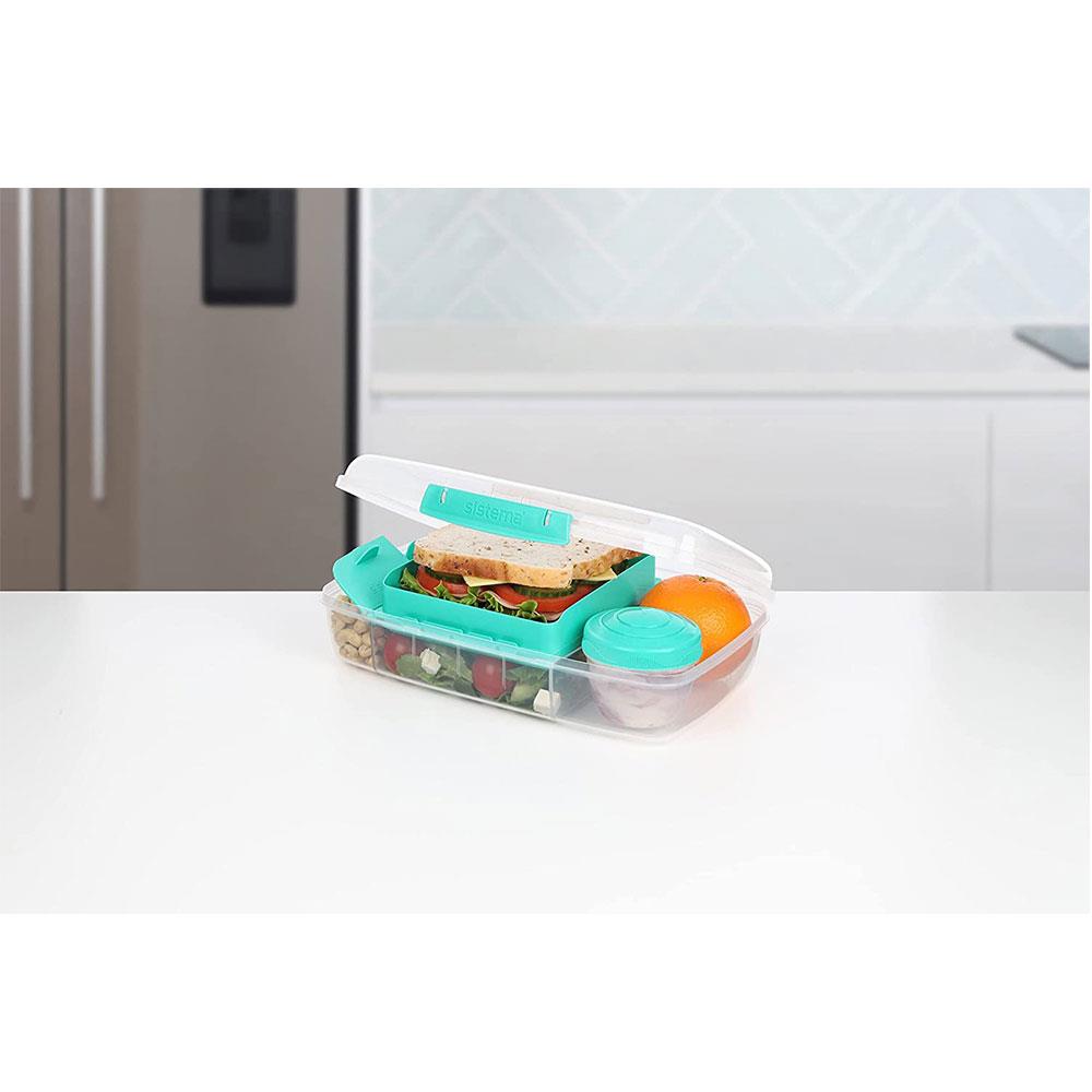 Sistema Bento Box To Go Lunch Box With Fruit Yogurt Pot 1.76 Litre - Assorted Colours