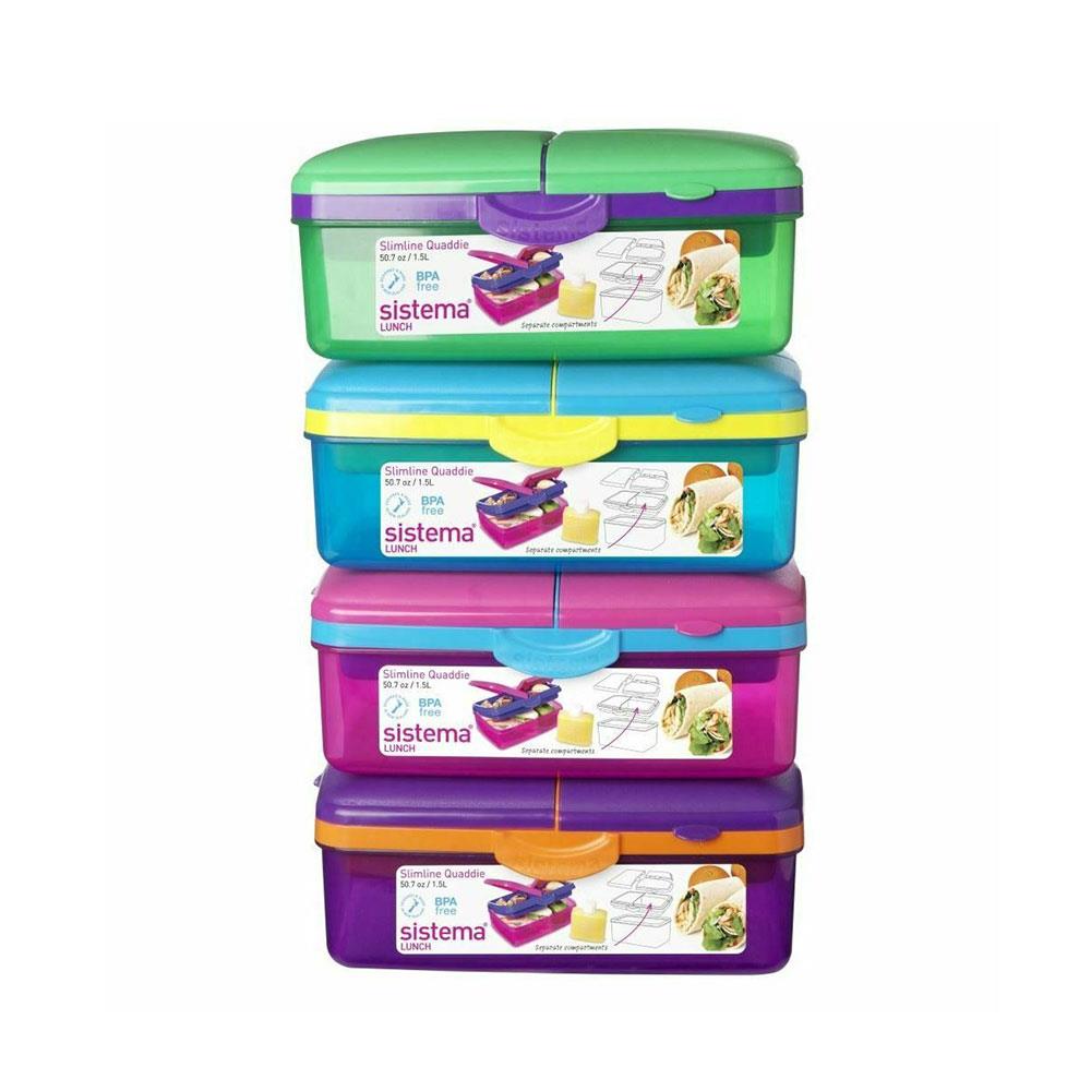 Sistema Trends Slimline Quaddie Lunch Box 1.5 Litre - Assorted Colour Main image