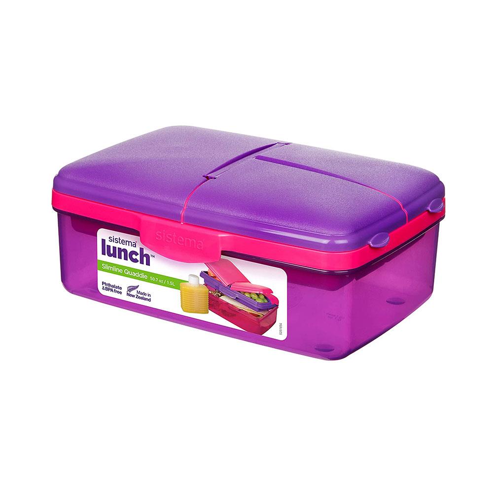Sistema Trends Slimline Quaddie Lunch Box 1.5 Litre - Assorted Colour