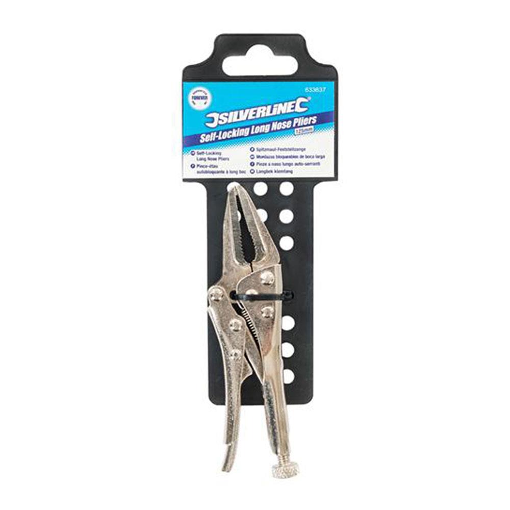 Silverline Self Locking Long Nose Pliers 125mm