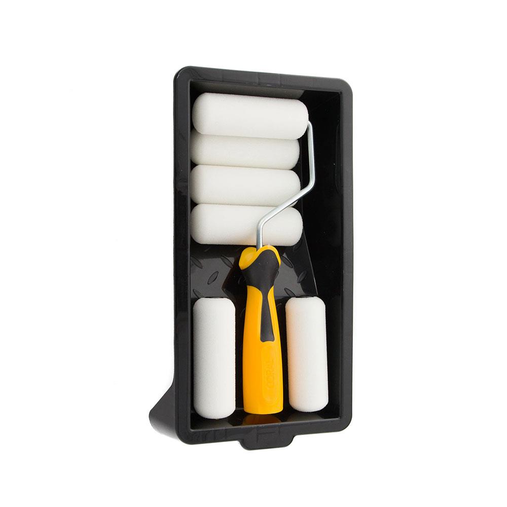 Coral Easy Coater Paint Mini Roller Kit With High Density Foam Covers For Gloss 4 Inch 8 Piece Set