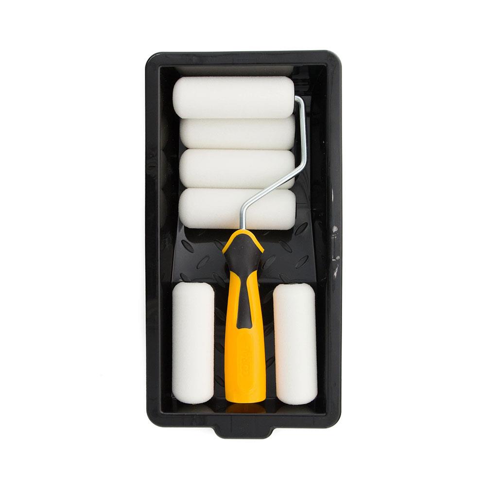 Coral Easy Coater Paint Mini Roller Kit With High Density Foam Covers For Gloss 4 Inch 8 Piece Set