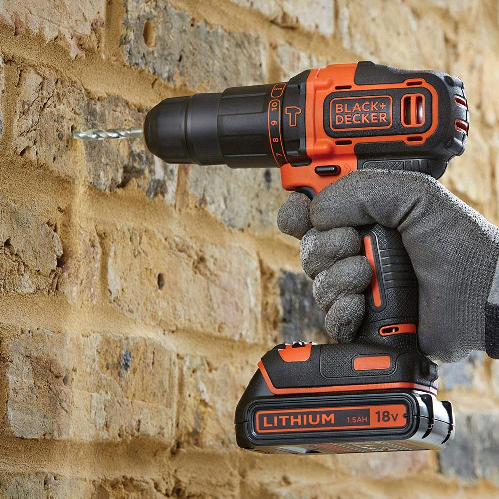 Black & Decker 18V Hammer Drill And Detail Sander Twin Kit With 1.5Ah Battery And 1A Charger In Soft Bag