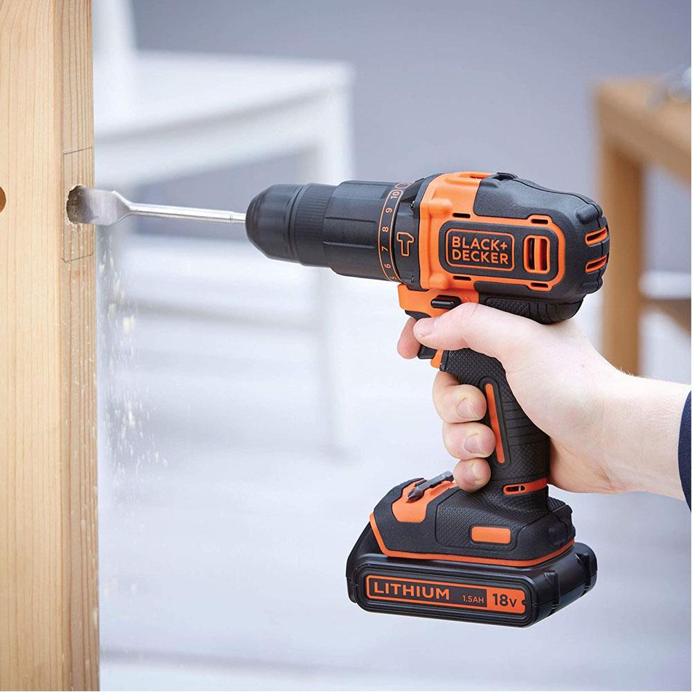 Black & Decker 18V Hammer Drill And Detail Sander Twin Kit With 1.5Ah Battery And 1A Charger In Soft Bag