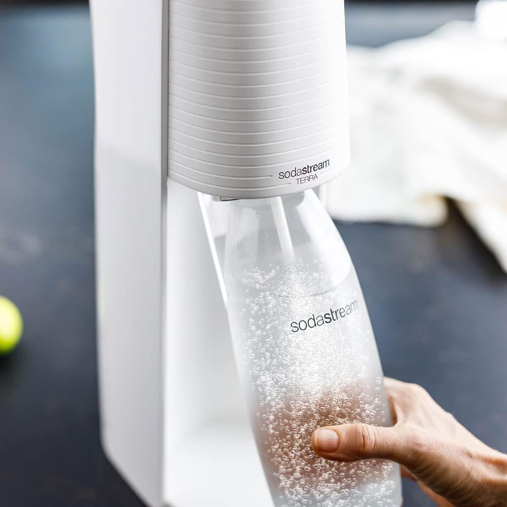SodaStream Terra Sparkling Water Maker With 60 Litre Gas Cylinder And 1 Litre Dishwasher Safe - White