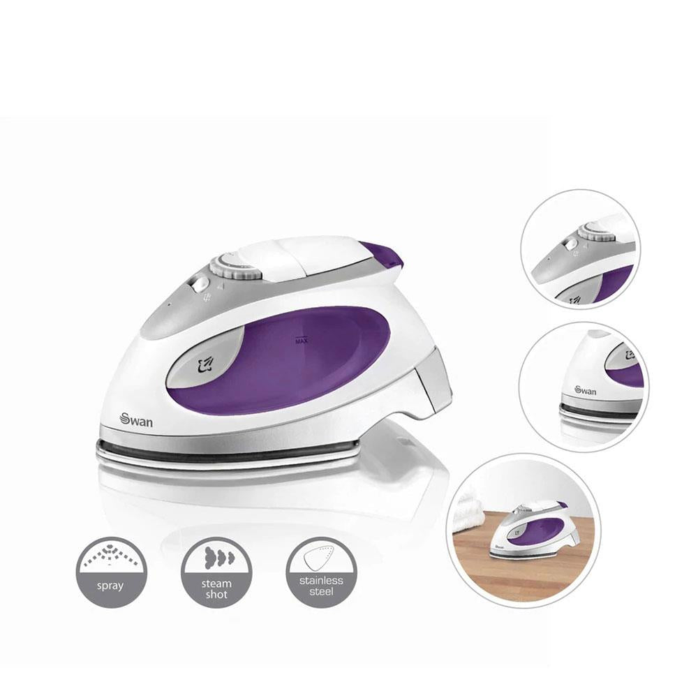 Swan Dual Voltage Steam Light Travel Iron With Pouch Stainless Steel Base Plate - SI3070N