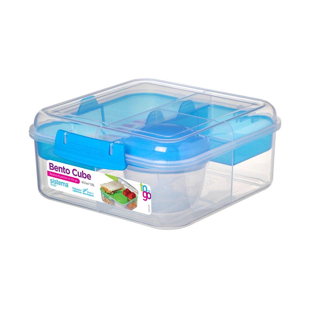 Sistema To Go Bento Cube Lunch Box 1.25 Litre With 150ml Yoghurt Pot - Assorted Color