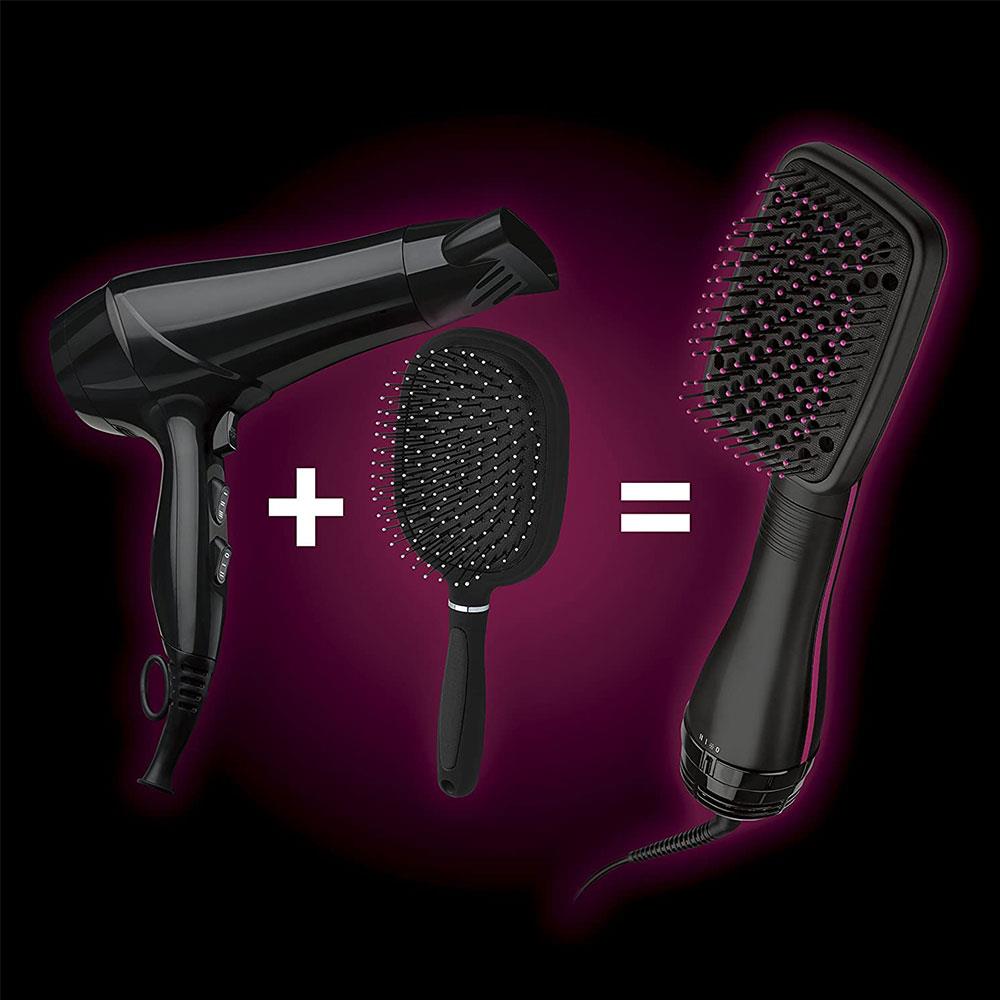 Revlon Perfectionist 2-In-1 Lonising Paddle Brush Hair Dryer 1000 W- Black