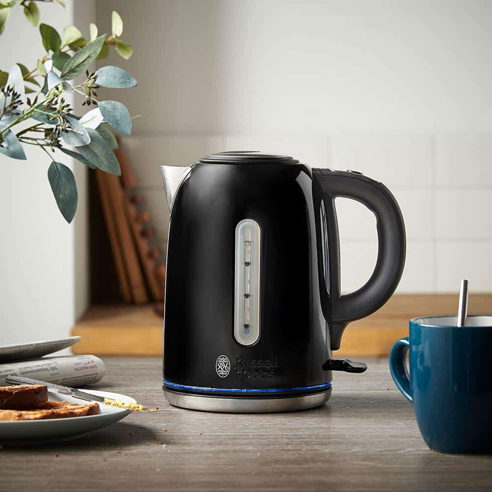 Russell Hobbs Quiet Boil Jug Kettle Stainless Steel 3000 W 1.7 Litre - Black