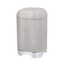 KitchenCraft Lovello Textured Tea Caddy Geo Metal 11.5 x 11.5 x 19.5cm - Latte Cream