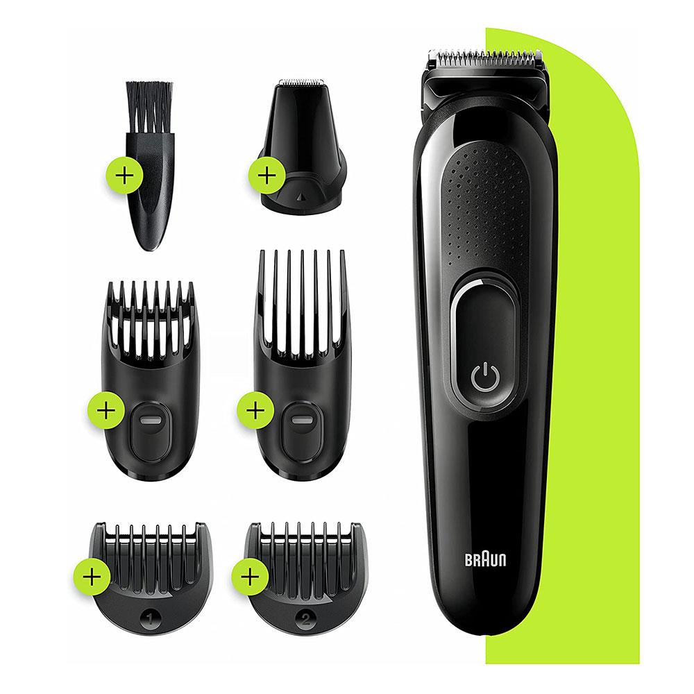 Braun All-In-One Trimmer 6-In-1 Grooming Kit For Beard Face And Hair Clippers 5 Attachments - Black