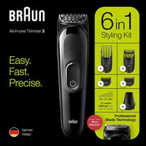 Braun All-In-One Trimmer 6-In-1 Grooming Kit For Beard Face And Hair Clippers 5 Attachments - Black