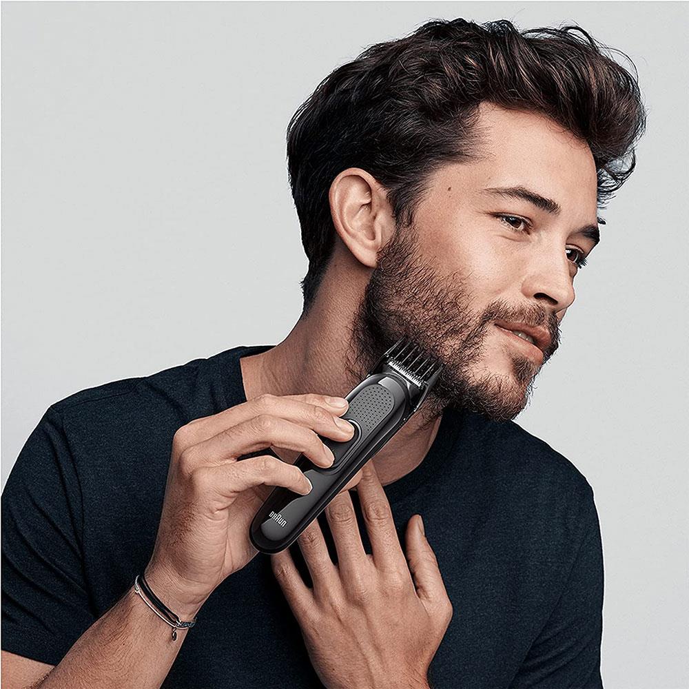 Braun All-In-One Trimmer 6-In-1 Grooming Kit For Beard Face And Hair Clippers 5 Attachments - Black