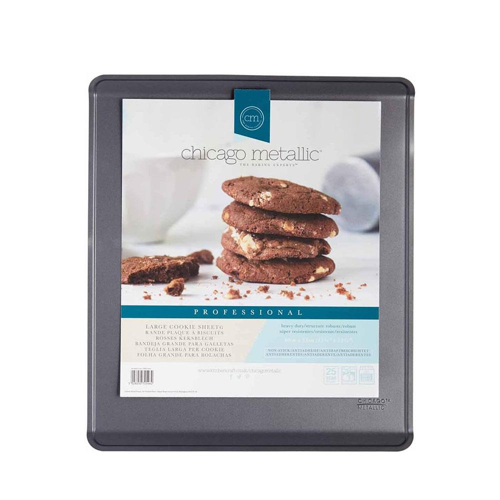 KitchenCraft Chicago Metallic Non Stick Large Heavy Duty Cookie Sheet Metal 40cm x 35cm - Grey Secondary image