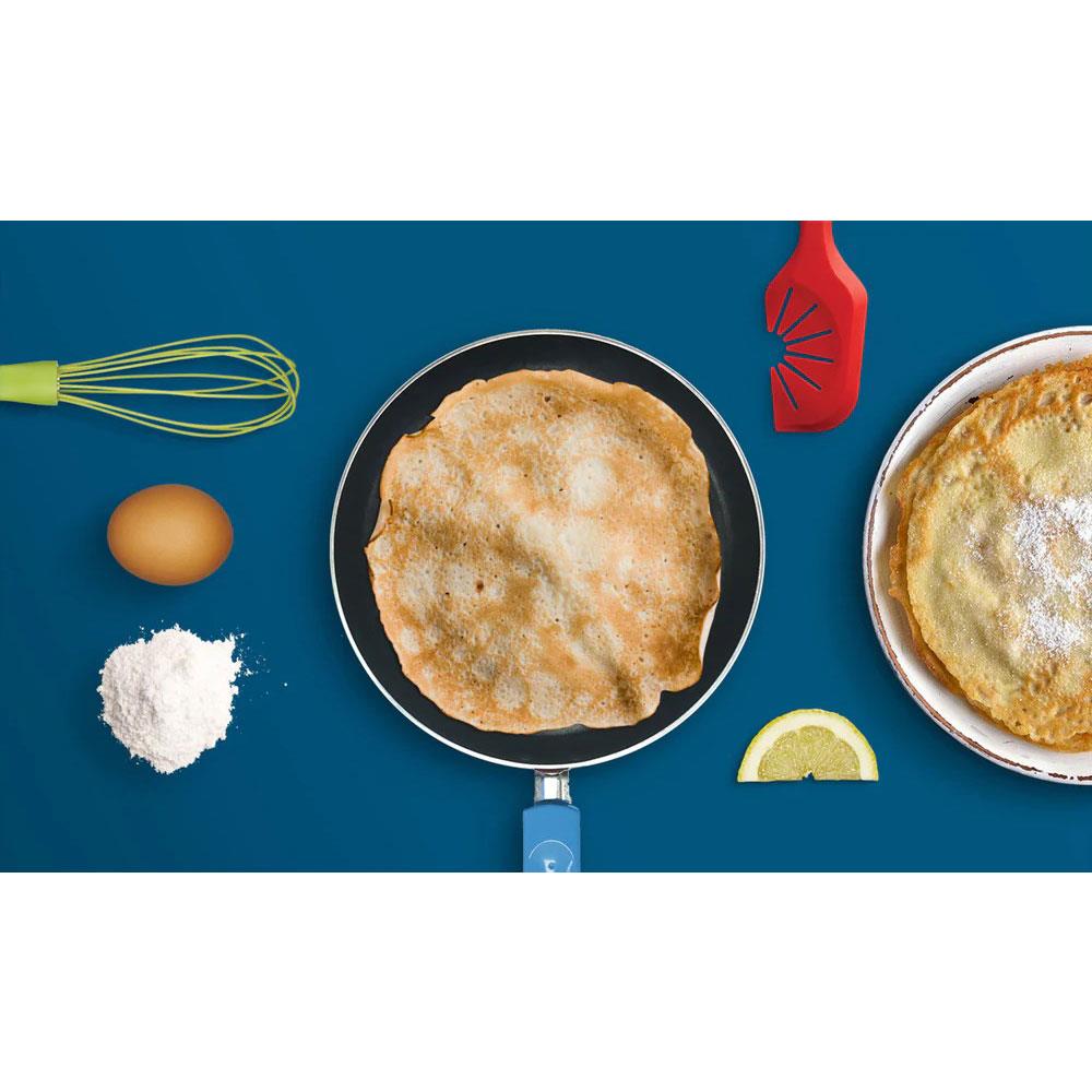 KitchenCraft Colourworks Non-Stick 24cm Crepe Pan With Soft Grip Handle Aluminum - Blue