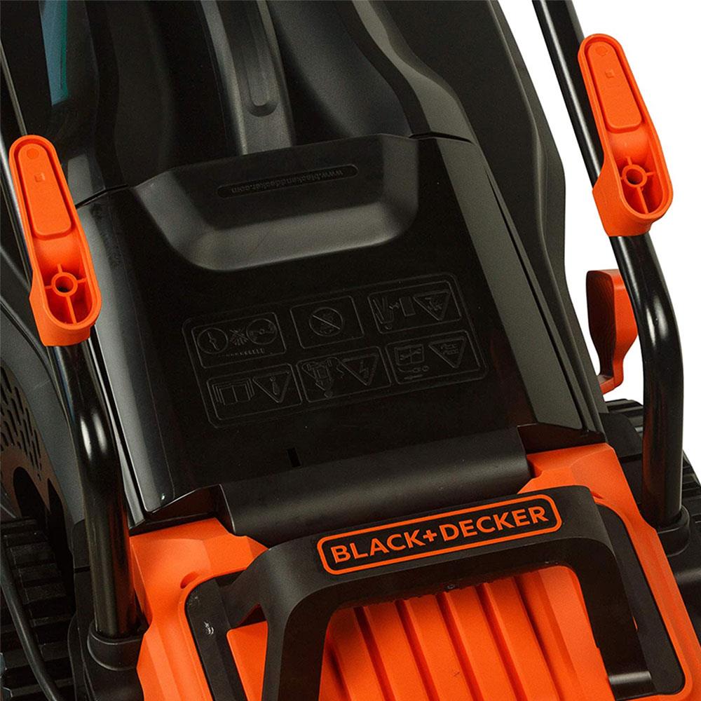 Black & Decker Corded Electric Lawn Mower With Ergonomic Bike Handle 1400W 34cm 240V - Orange/Black