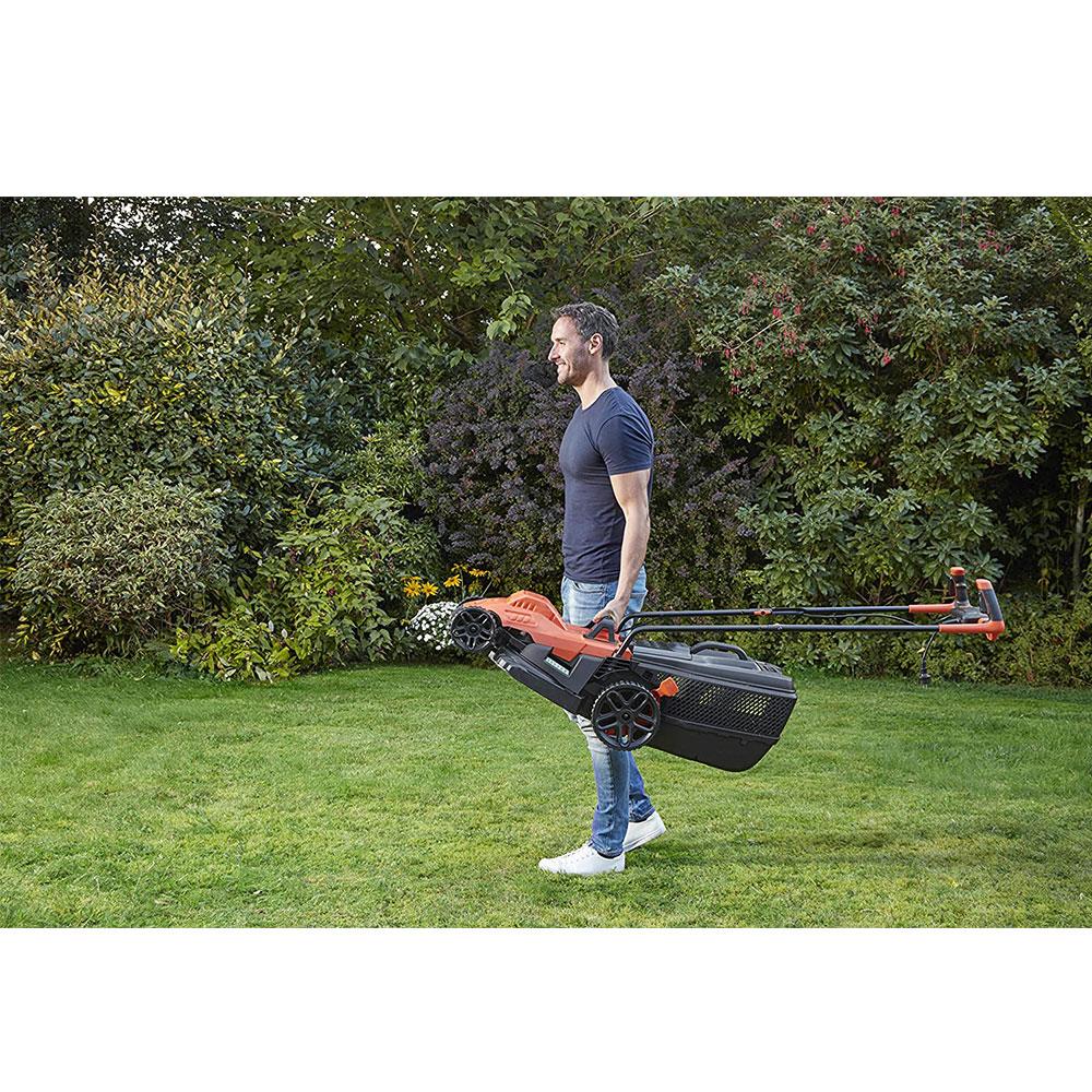 Black & Decker Corded Electric Lawn Mower With Ergonomic Bike Handle 1400W 34cm 240V - Orange/Black
