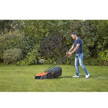 Black & Decker Corded Electric Lawn Mower With Ergonomic Bike Handle 1400W 34cm 240V - Orange/Black