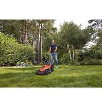 Black & Decker Corded Electric Lawn Mower With Ergonomic Bike Handle 1400W 34cm 240V - Orange/Black