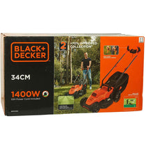 Black & Decker Corded Electric Lawn Mower With Ergonomic Bike Handle 1400W 34cm 240V - Orange/Black