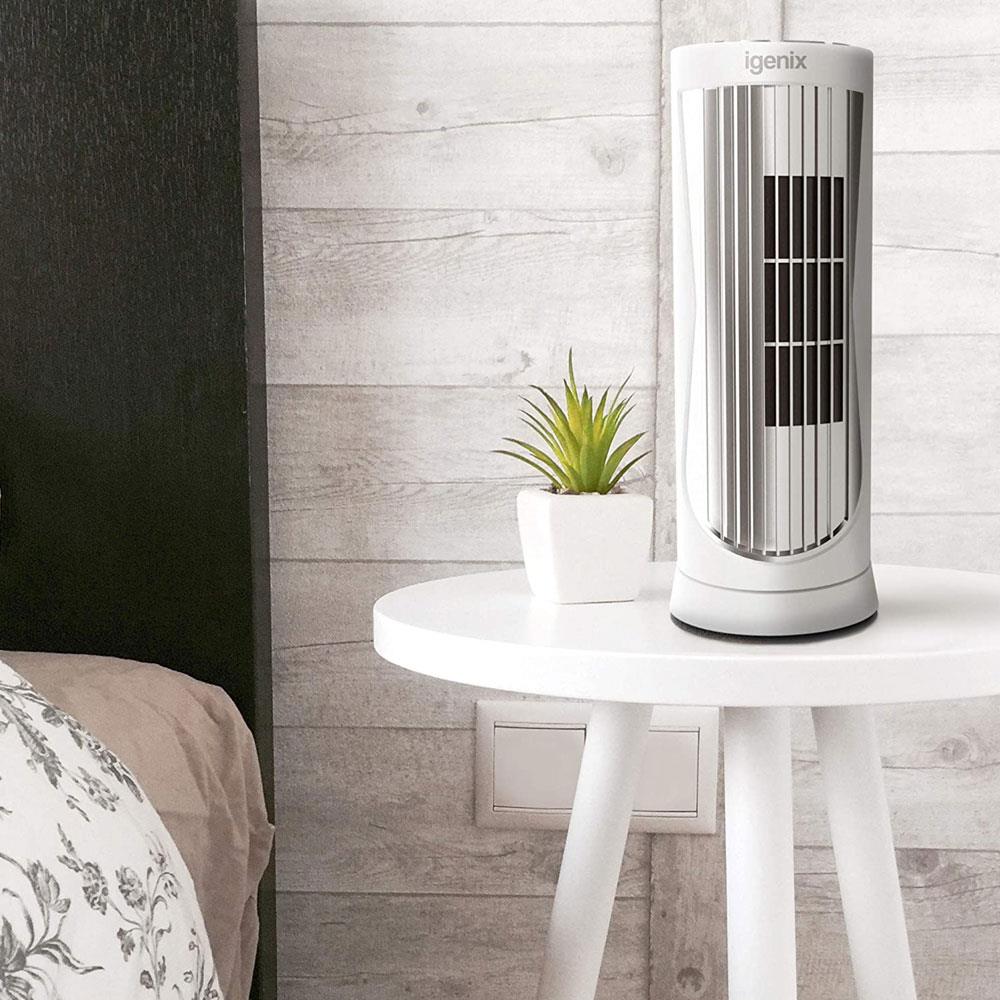 Igenix 12 Inch Digital Mini Tower Fan With 3 Fan Speed Settings Oscillation And 8 Hour Timer - White Secondary image