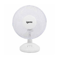 Igenix 9 Inch Desk Fan With 2 Speed Settings Portable Oscillating 30W - White