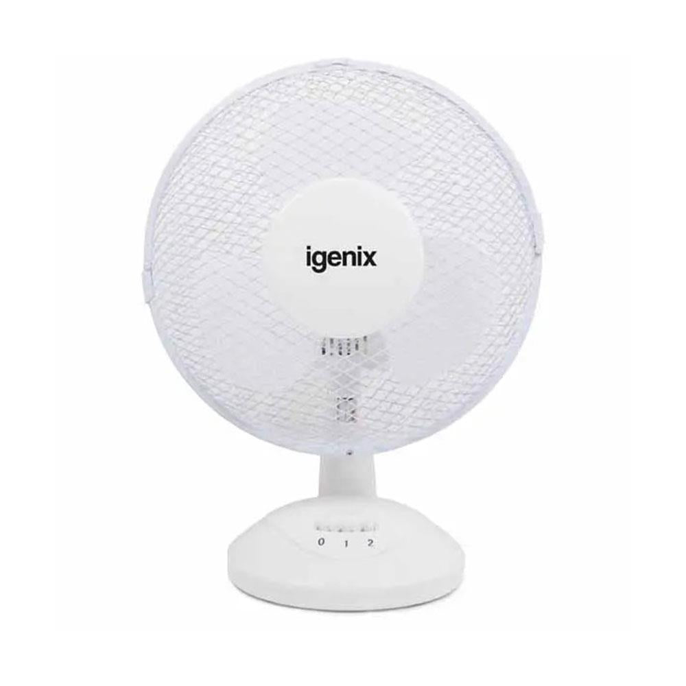 Igenix 9 Inch Desk Fan With 2 Speed Settings Portable Oscillating 30W - White