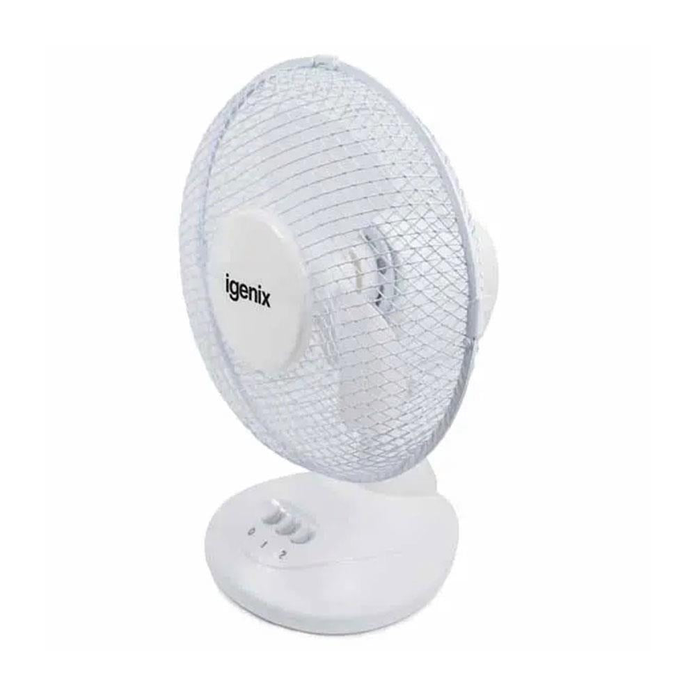 Igenix 9 Inch Desk Fan With 2 Speed Settings Portable Oscillating 30W - White