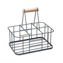 KitchenCraft Living Nostalgia Wire Metal Milk Crate Six Bottle Carrier - Grey