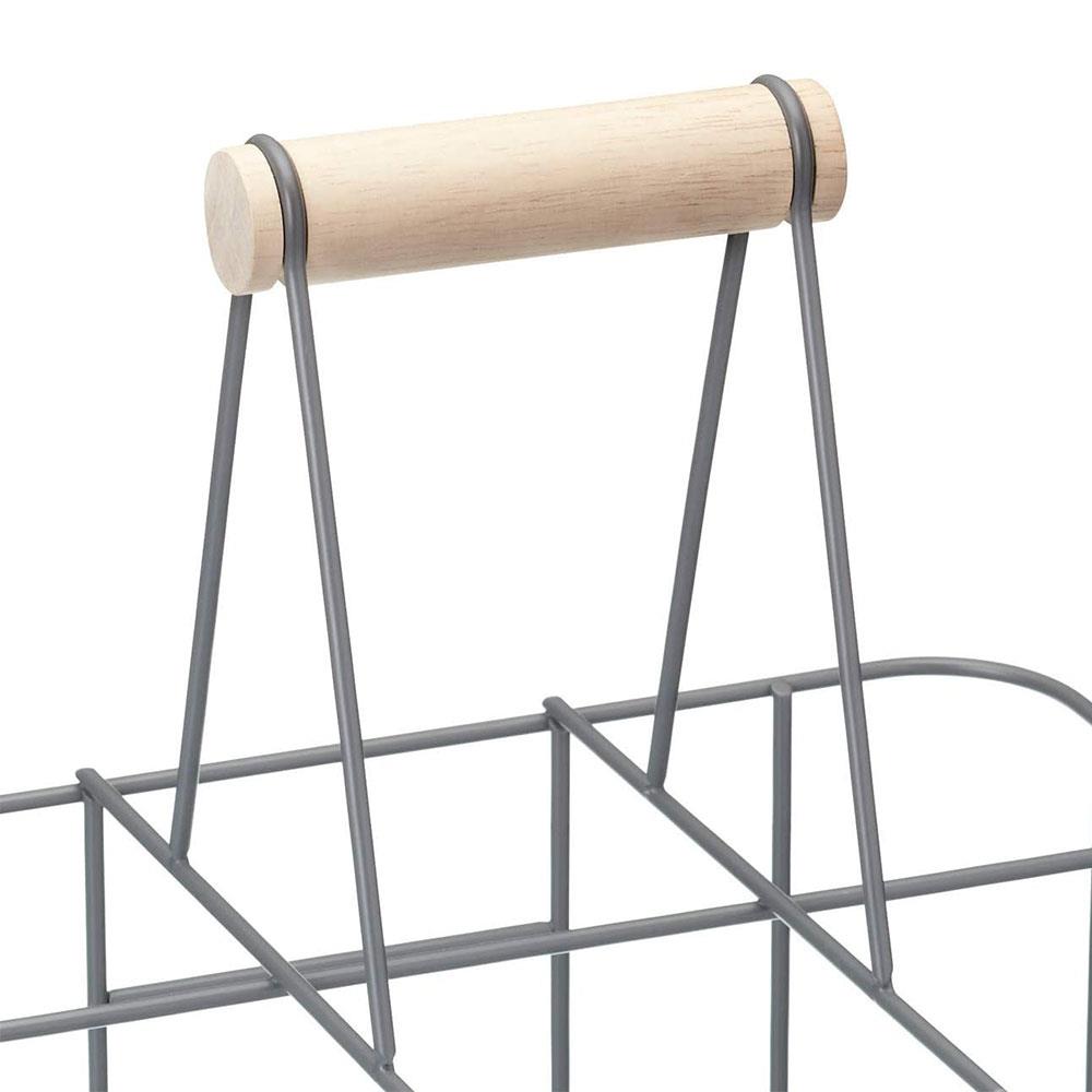 KitchenCraft Living Nostalgia Wire Metal Milk Crate Six Bottle Carrier - Grey Secondary image