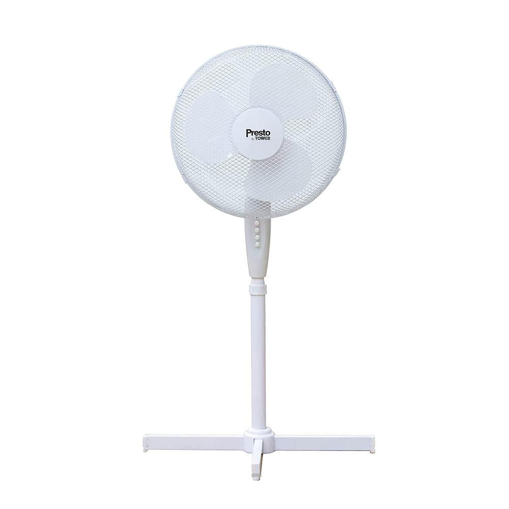 Tower Presto 16 Inch Pedestal Fan With 3 Speeds Adjustable Height Oscillation 40W - White