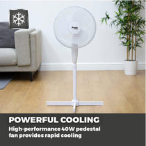 Tower Presto 16 Inch Pedestal Fan With 3 Speeds Adjustable Height Oscillation 40W - White
