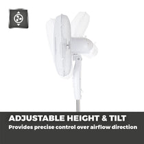 Tower Presto 16 Inch Pedestal Fan With 3 Speeds Adjustable Height Oscillation 40W - White