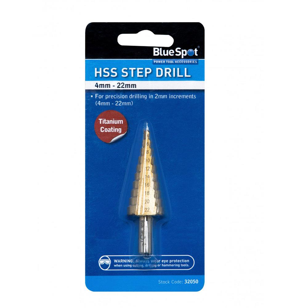 BlueSpot HSS Step Drill 4-22mm Titanium High Speed Steel - Bronze