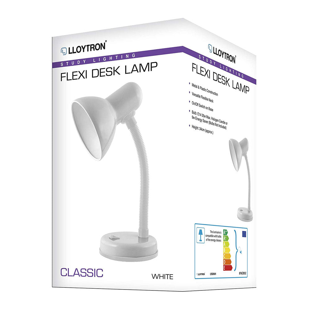 Lloytron HomeLife Classic Flexi Desk Lamp 35W - Diamond White