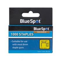 BlueSpot 8mm Crown Flat Wire Staples T50 Style - Silver
