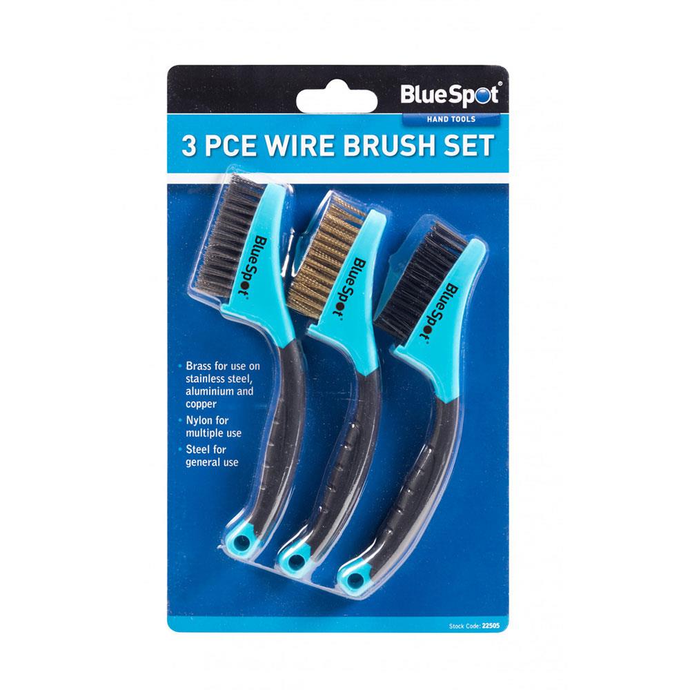 BlueSpot Wire Brush Set Nylon Stainless Steel - 3 Piece Main image
