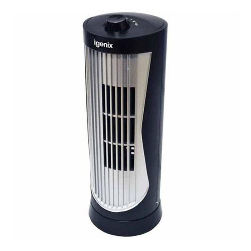 Igenix 12 Inch Oscillating Mini Tower Fan With 2 Speed Settings - Black